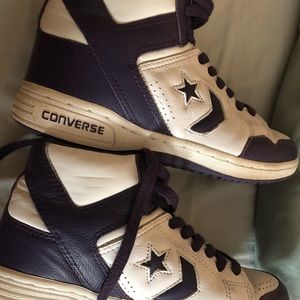 Leather Converse Weapons - Purple and White